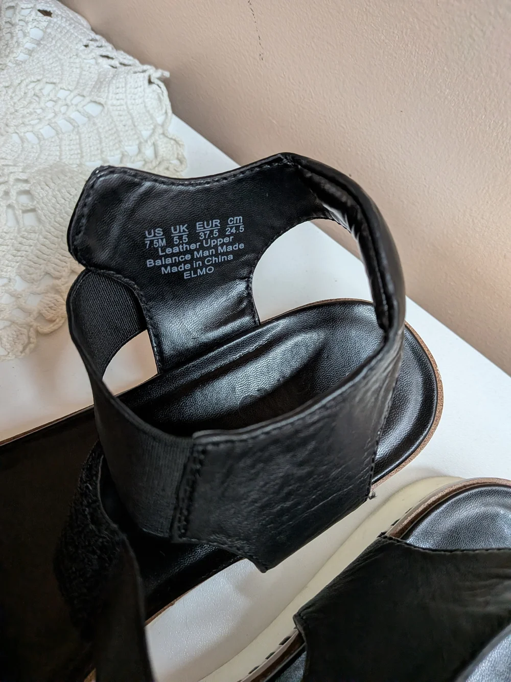 Franco Sarto Elmo Black Leather Platform Sandals Women’s Size 7.5M